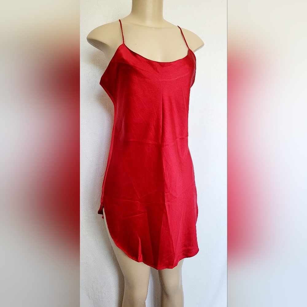 Victoria's Secret Gold Label Luxe 100%Silk SexyRed Slip Chemise Nightgown Medium - Picture 16 of 16